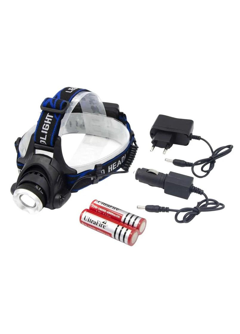 Ліхтар акумуляторний налобний PL-122 LED ліхтарик 4 режимів роботи зум Police (303775885)