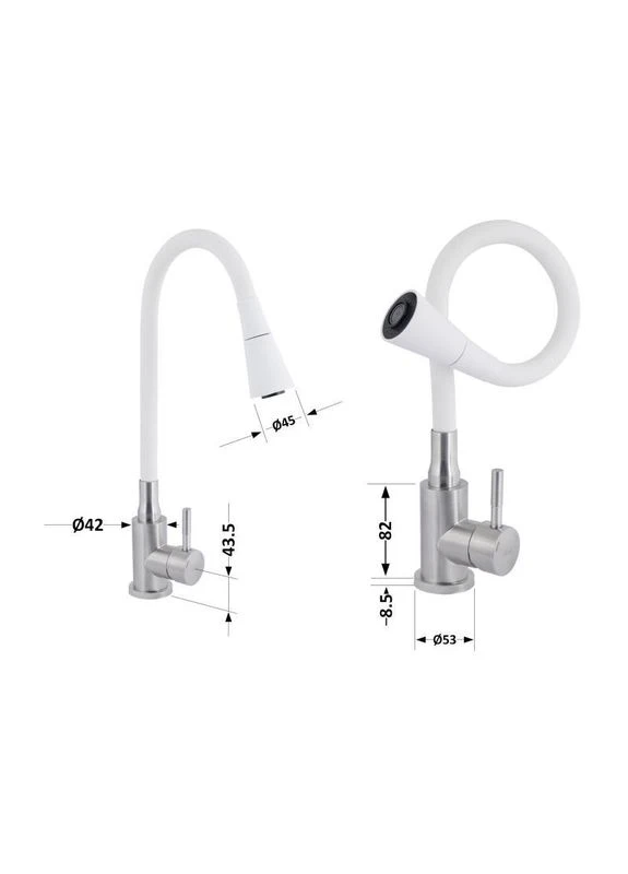 Змішувач для кухні Aria 015F31 з гнучким виливом (k35) LDARI015F31WNK36981 White / Nickel LIDZ (397564691)