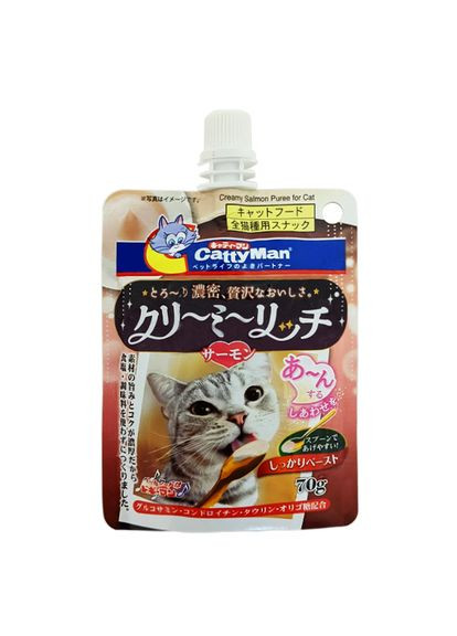 Рідкі ласощі для котів Creamy Salmon вершкове пюре з лососем (82204) CattyMan (307794774)