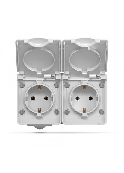 IP65 Розетка наружная двойная с заземлением серая BINERA Videx (366299098)