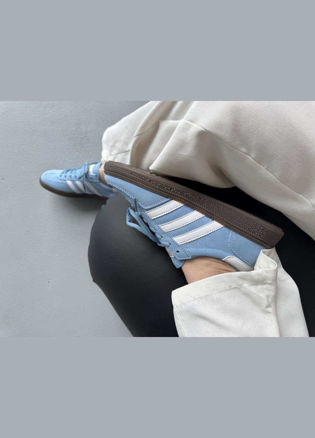 Блакитні Осінні кросівки чоловічі і жіночі adidas spezial handball blue white | адідас спеціал блакитні No Brand