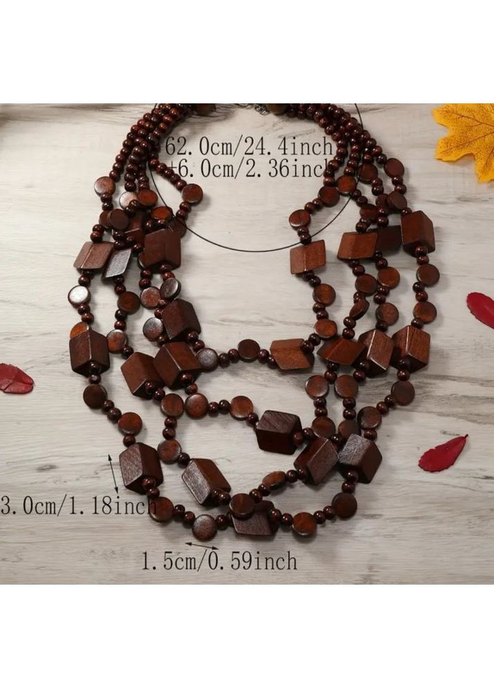 Колье ожерелье Длинное акцентное колье Деревянное No Brand (353968761)