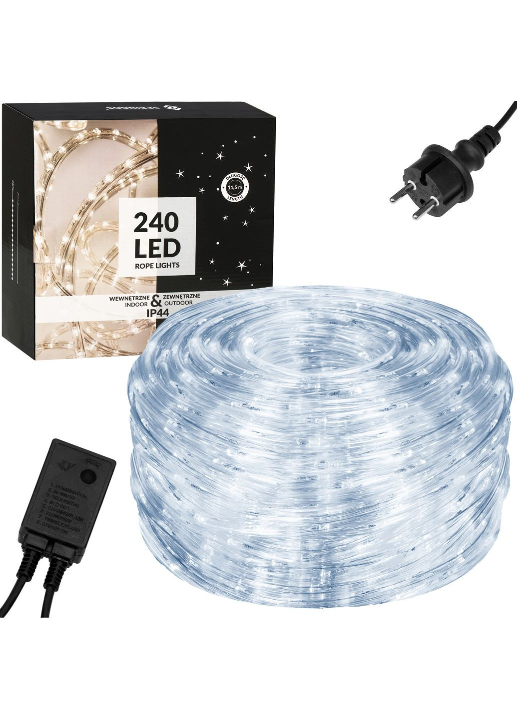 Гірлянда дюралайт вулична (зовнішня) Rope Lights 10 м 240 LED Cold White Springos CL1201 (323163709)