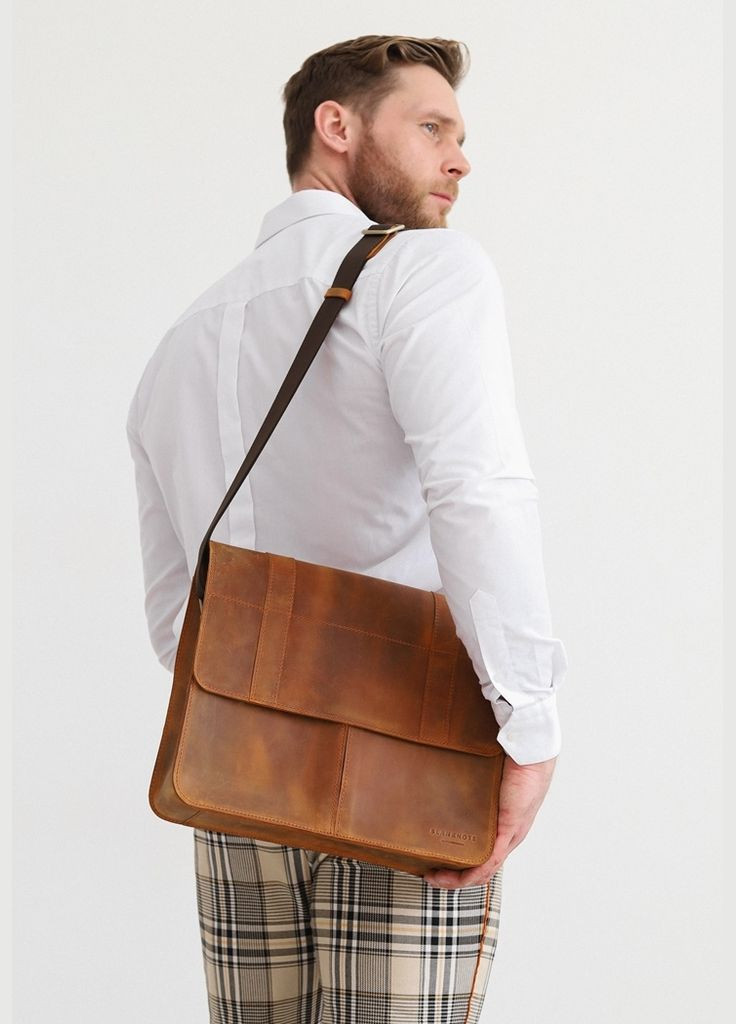 Кожаная сумка-портфель Classic светло-коричневый Crazy Horse с эффектом Pull Up (A-028638) BlankNote (327874055)