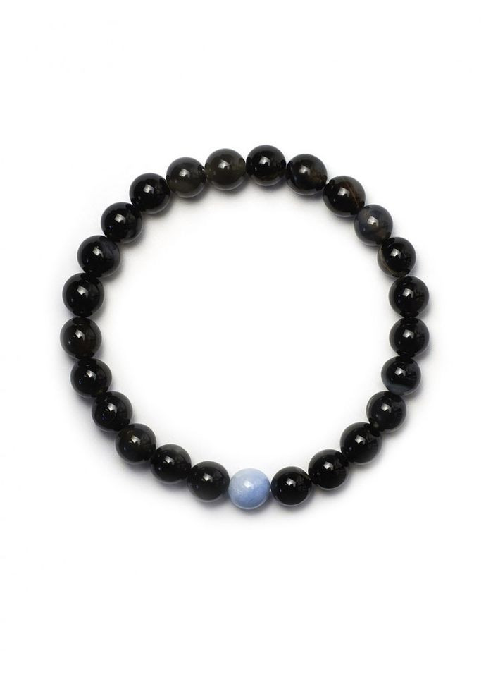 Мужской браслет из агата и аквамарина 4675 LeBijou (367580454)