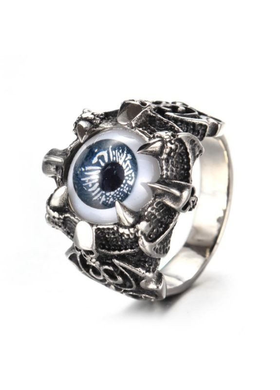 Кольцо мистический синий глаз внутри паски дракона по бокам черпепа и красивые готические узоры, размер 19 Fashion Jewelry (289844160)