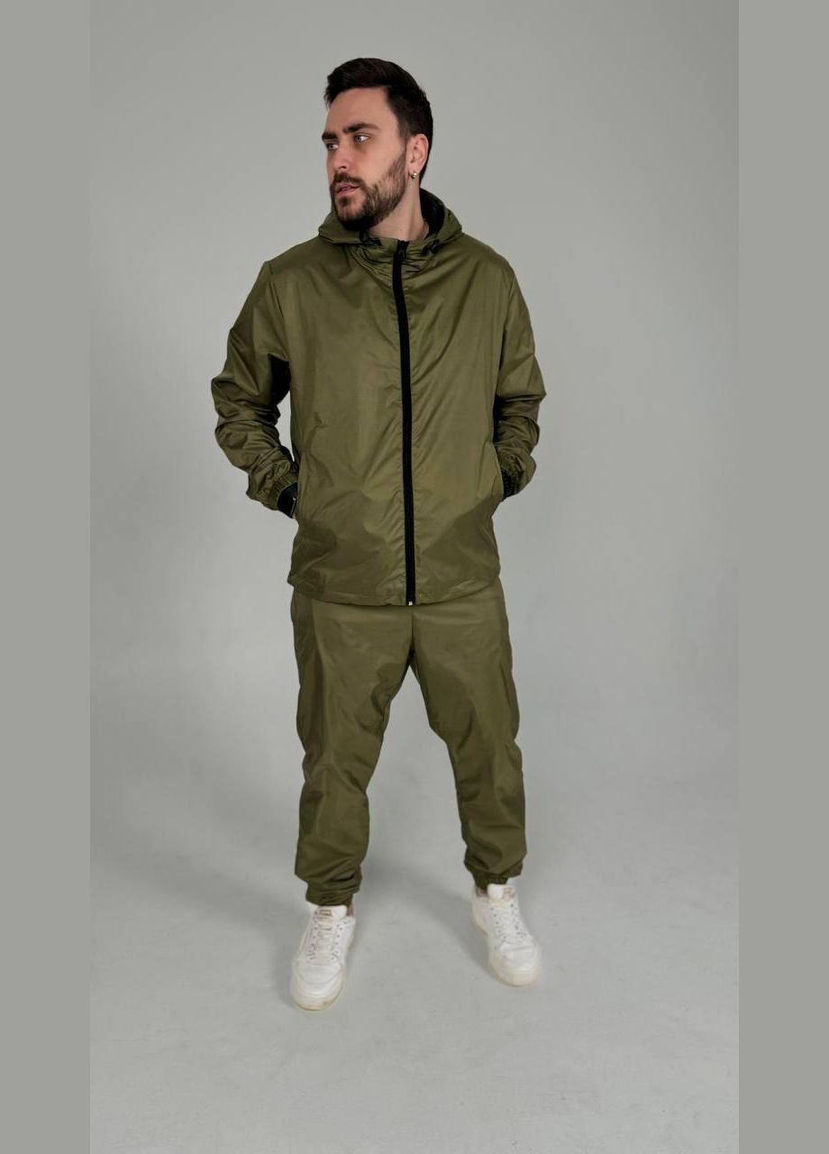 Спортивний костюм з плащівки колір хакі No Brand (353848765)