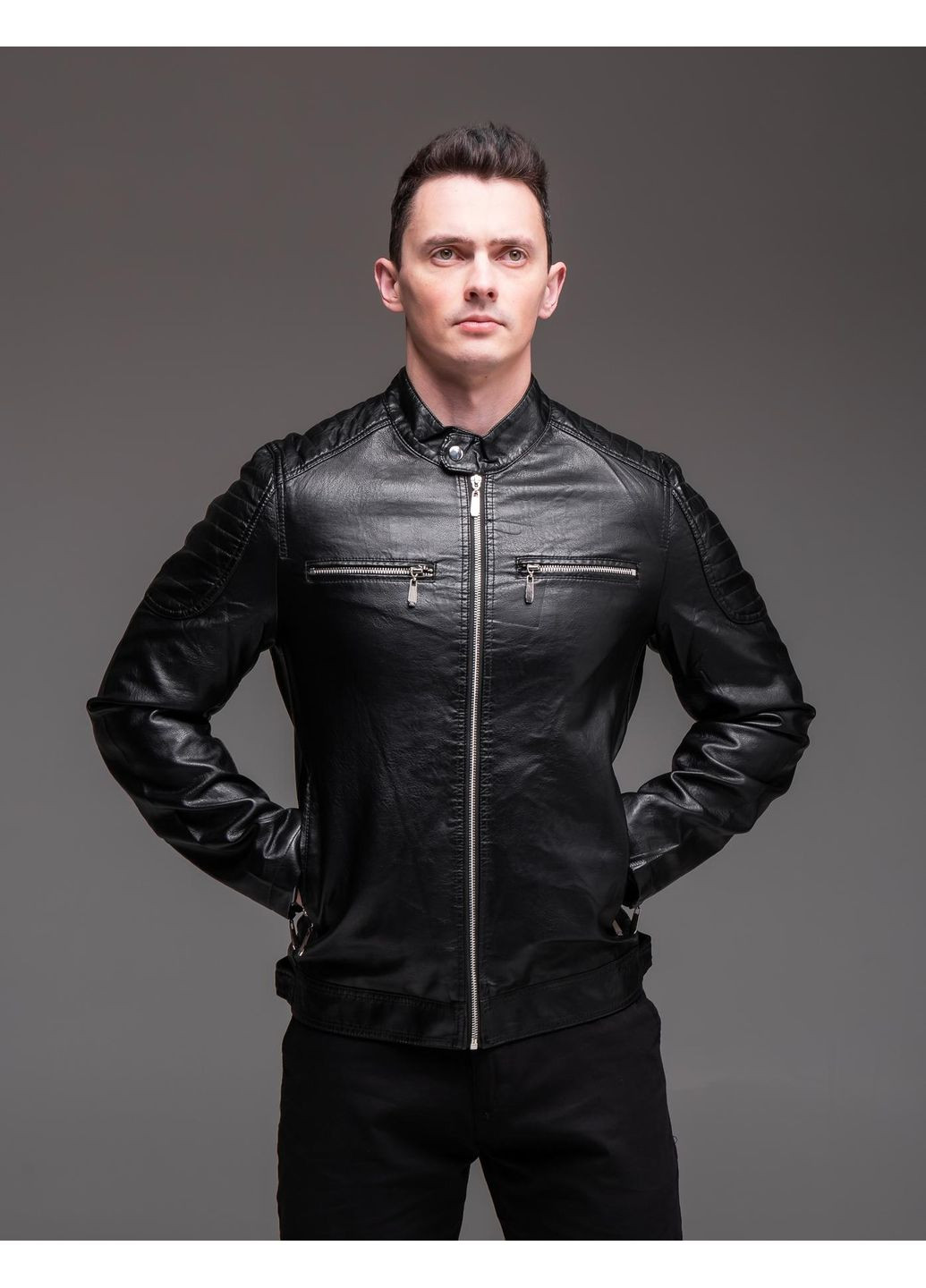 Черная демисезонная куртка мужская демисезонная косуха No Brand