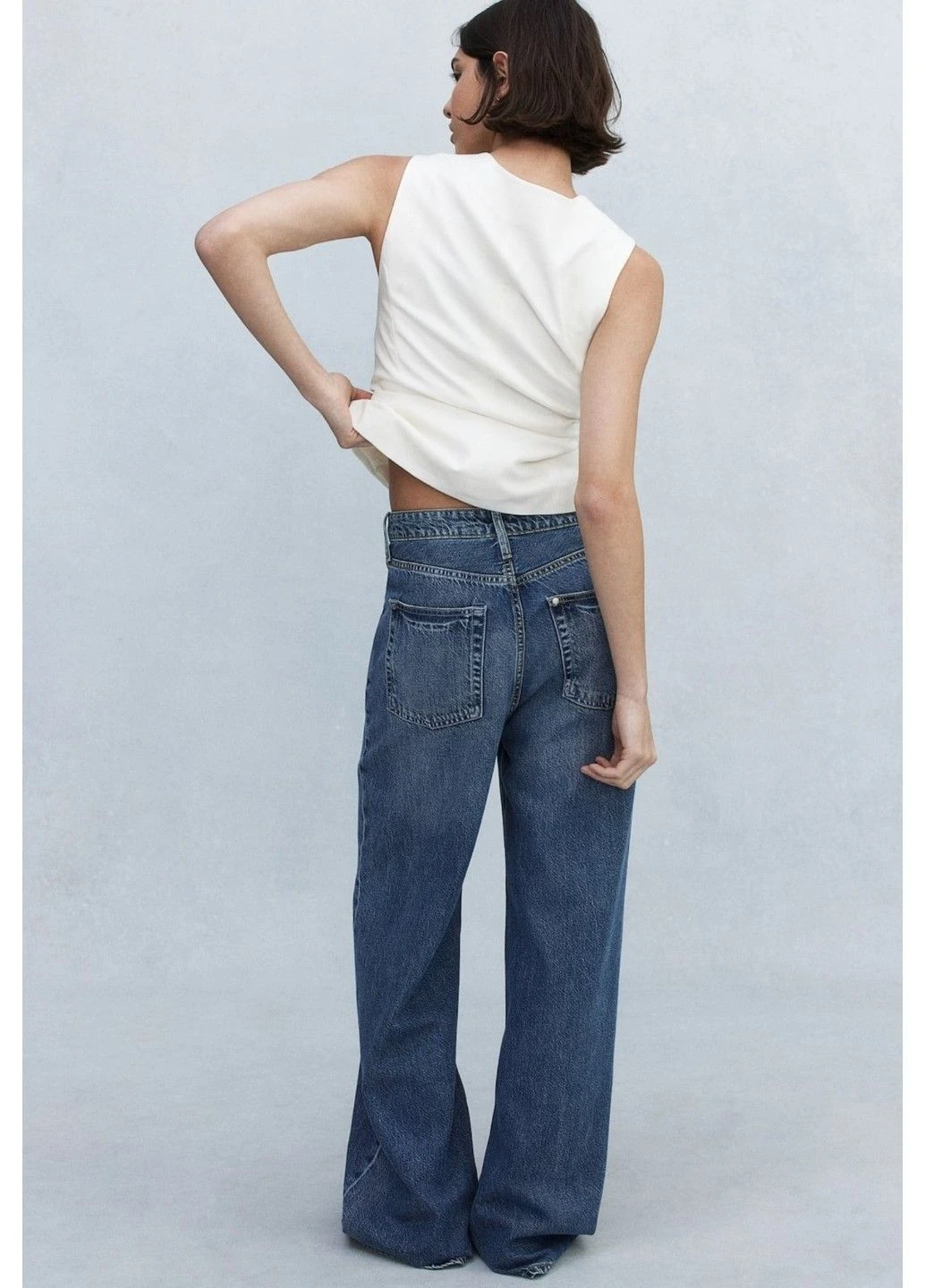 Женские широкие джинсы Wide Regular (58079) W34 Синие H&M - (317445109)