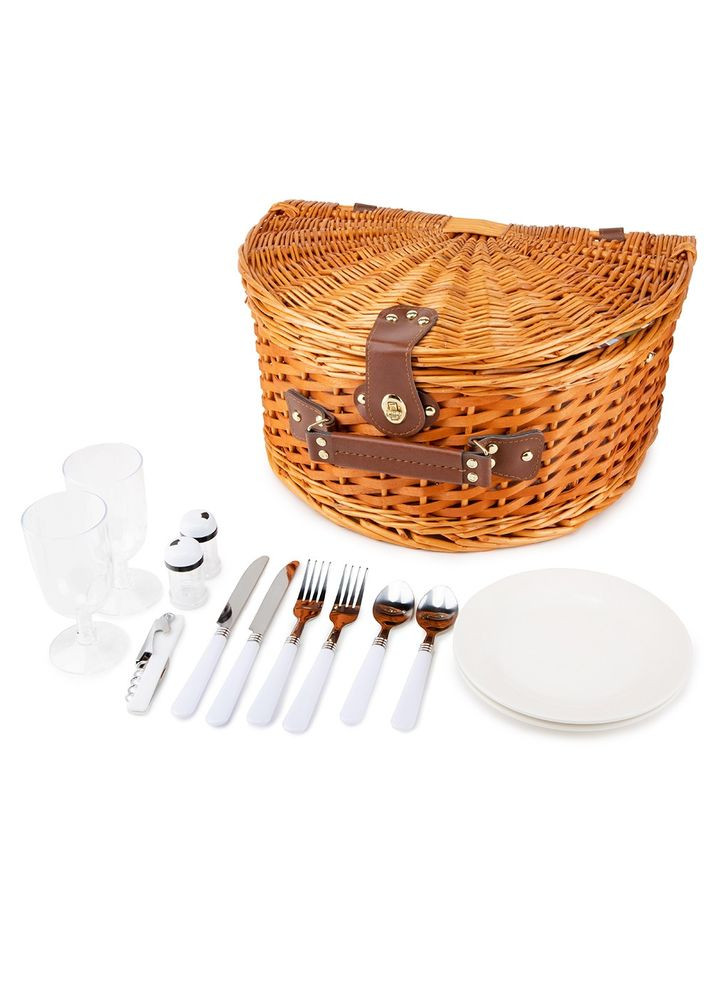 Корзина для пикника с термосумкой на 2 персоны из лозы 40х31х20 см 10503-023 Lefard (346529479)