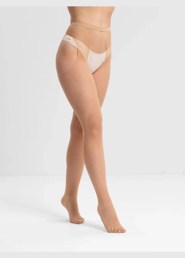 Женские колготки-чулки в сетку с открытым доступом One Size (S M L) бежевые Rita (329203265)