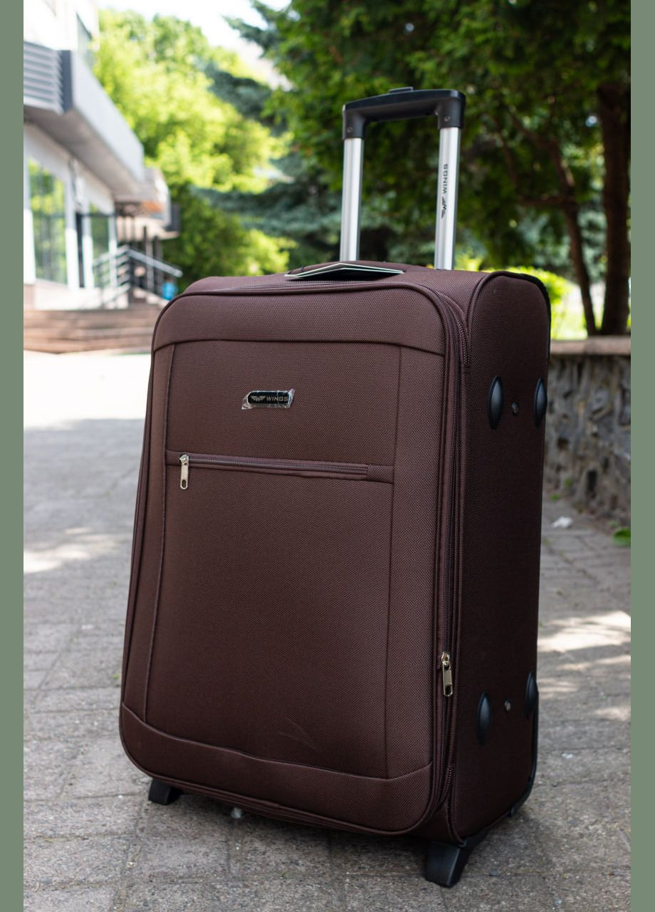 Чемодан тканевый 1701 размер М средний на 2 колесах, цвет черный Wings 1701/2 (338182658)