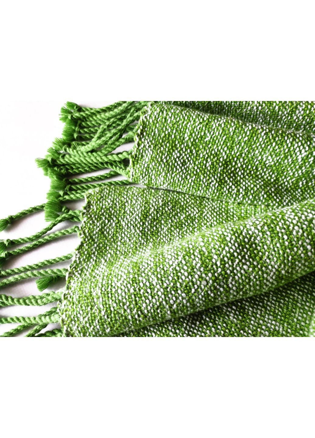 Тканий зелено-білий шарф з бавовни ручної роботи No Brand (368787123)