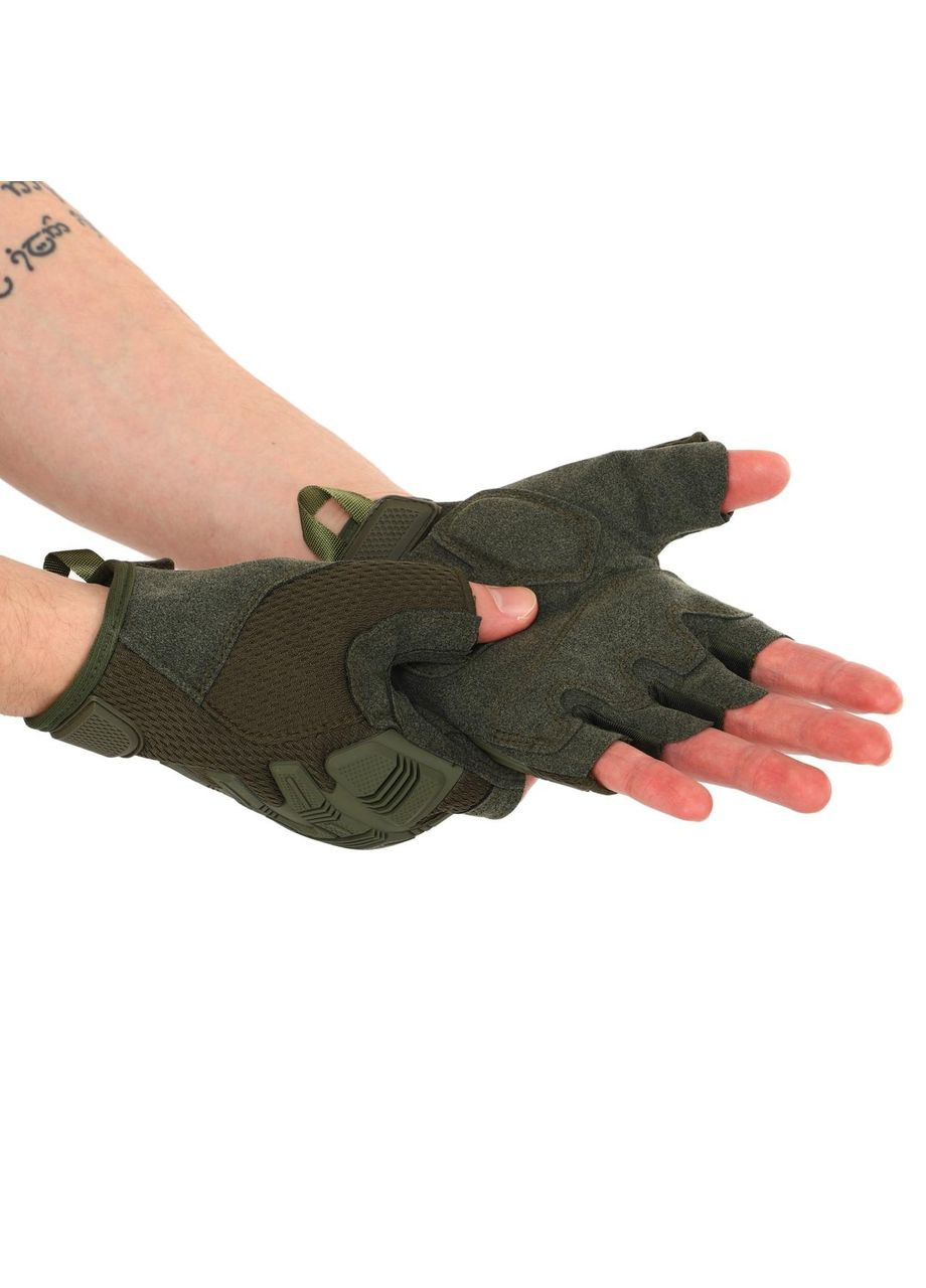 Рукавички тактичні з відкритими пальцями (PL, шкірозамінник, р-р, Оливковий) (BC-8808_Оливковий_M) SP-Sport (354703334)