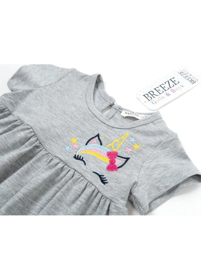 Серое платье с единорогом (16991-86g-gray) Breeze (300624937)