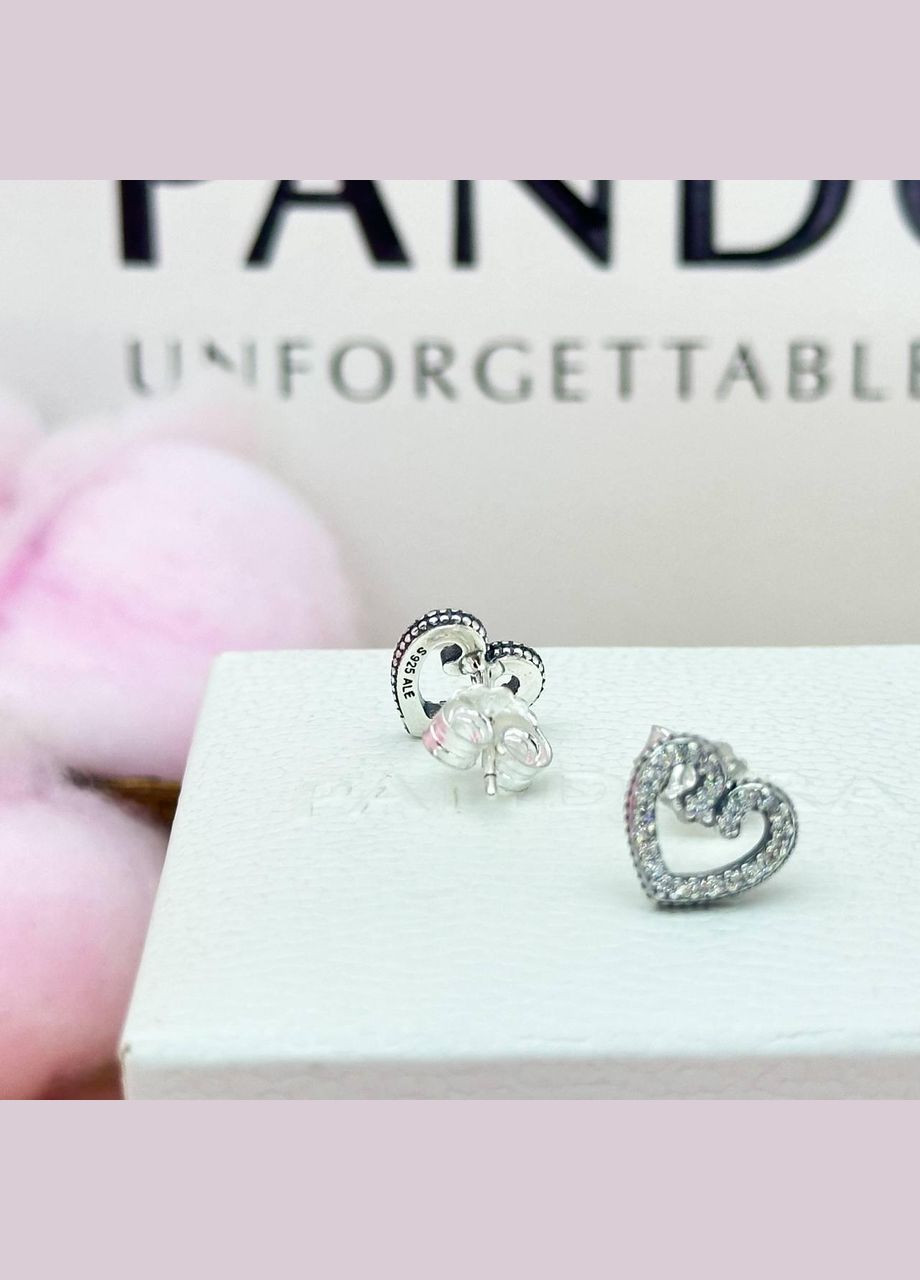 Срібні сережки «Ажурні серце» Пандора Pandora (317565206)