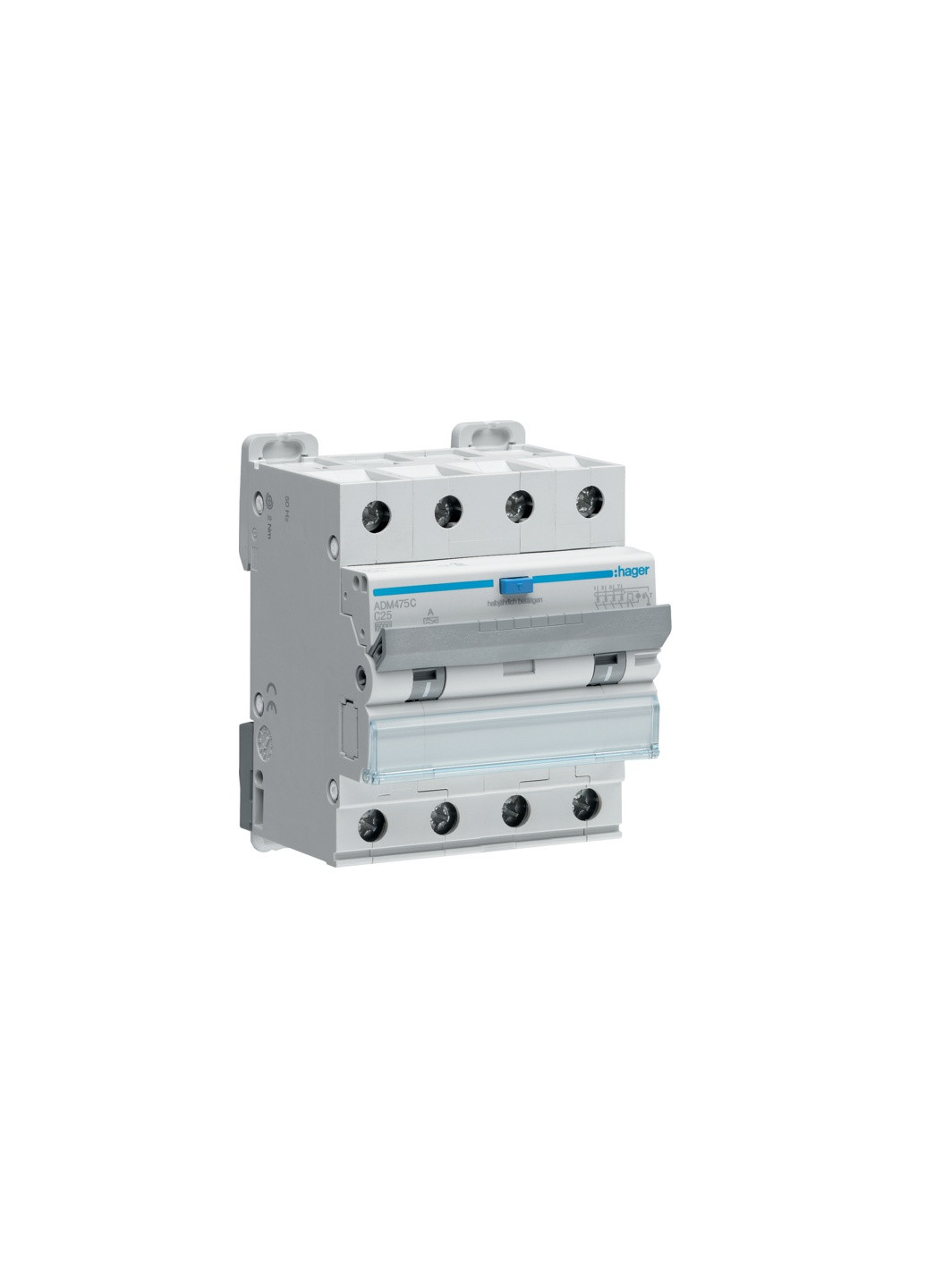 Диференціальний автоматичний вимикач ADM475C 4P 6кА C25A 30mA тип A дифавтомат (3326) Hager (265535587)