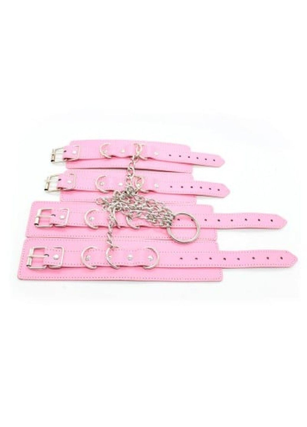 Система фиксации для рук и ног с цепями и кольцом, розовая DS Fetish (292011230)