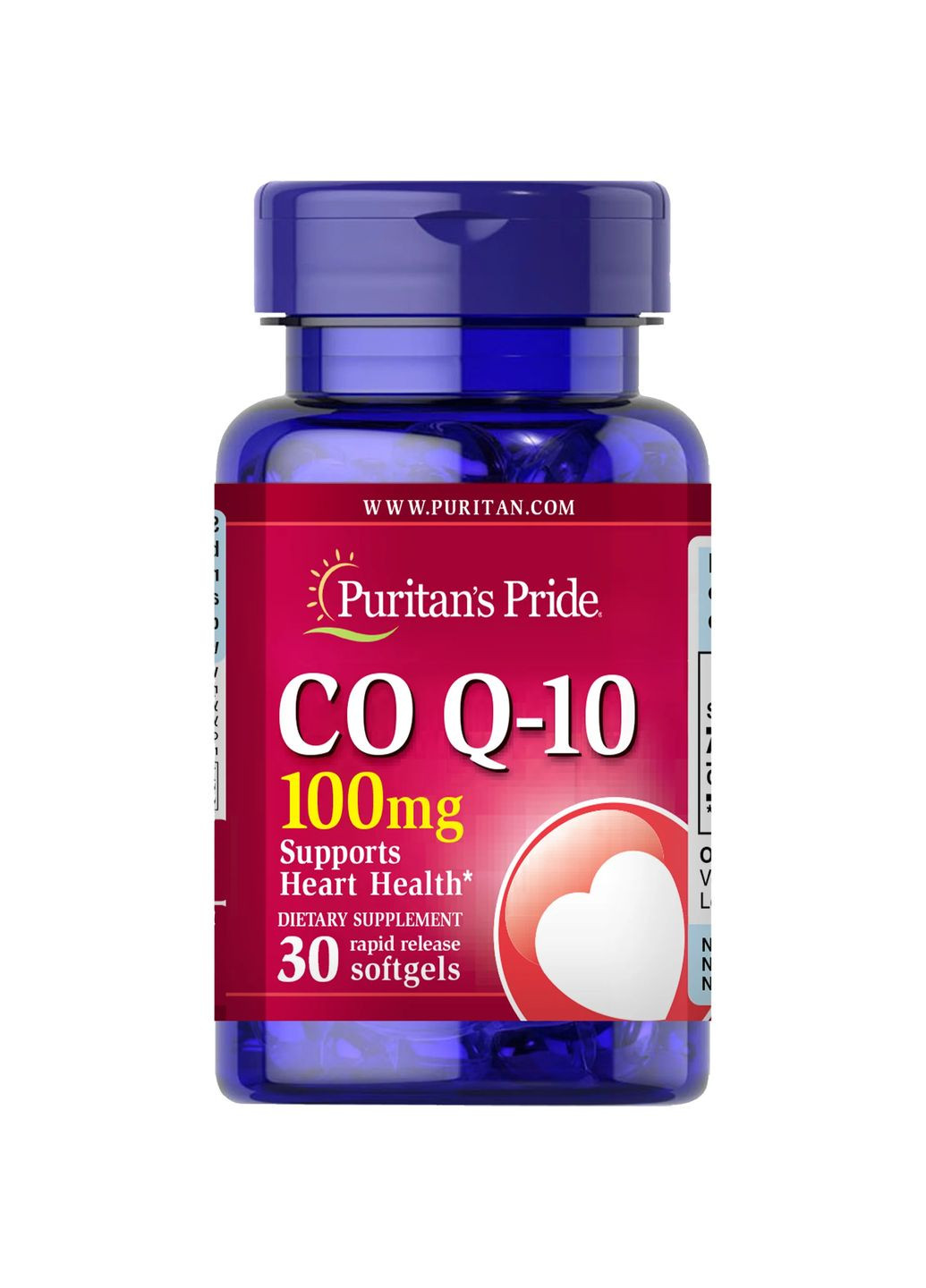 Коэнзим Puritan's Pride CO Q-10 100 mg (Q-SORB), 30 гелевых капсул Puritans Pride (289987337)