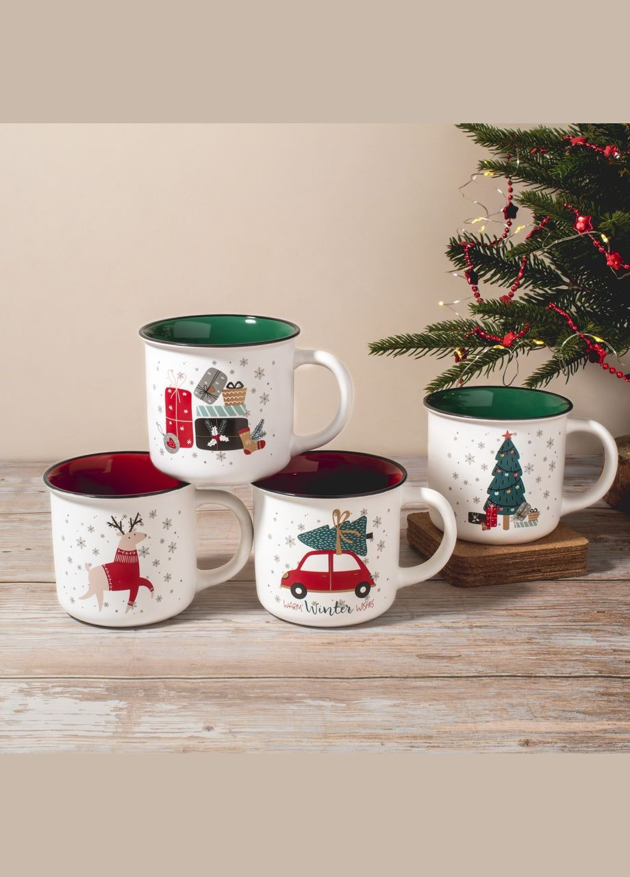 Набір чашок Merry Christmas, 355 мл 4 шт. 16022-003 кераміка No Brand (346152624)