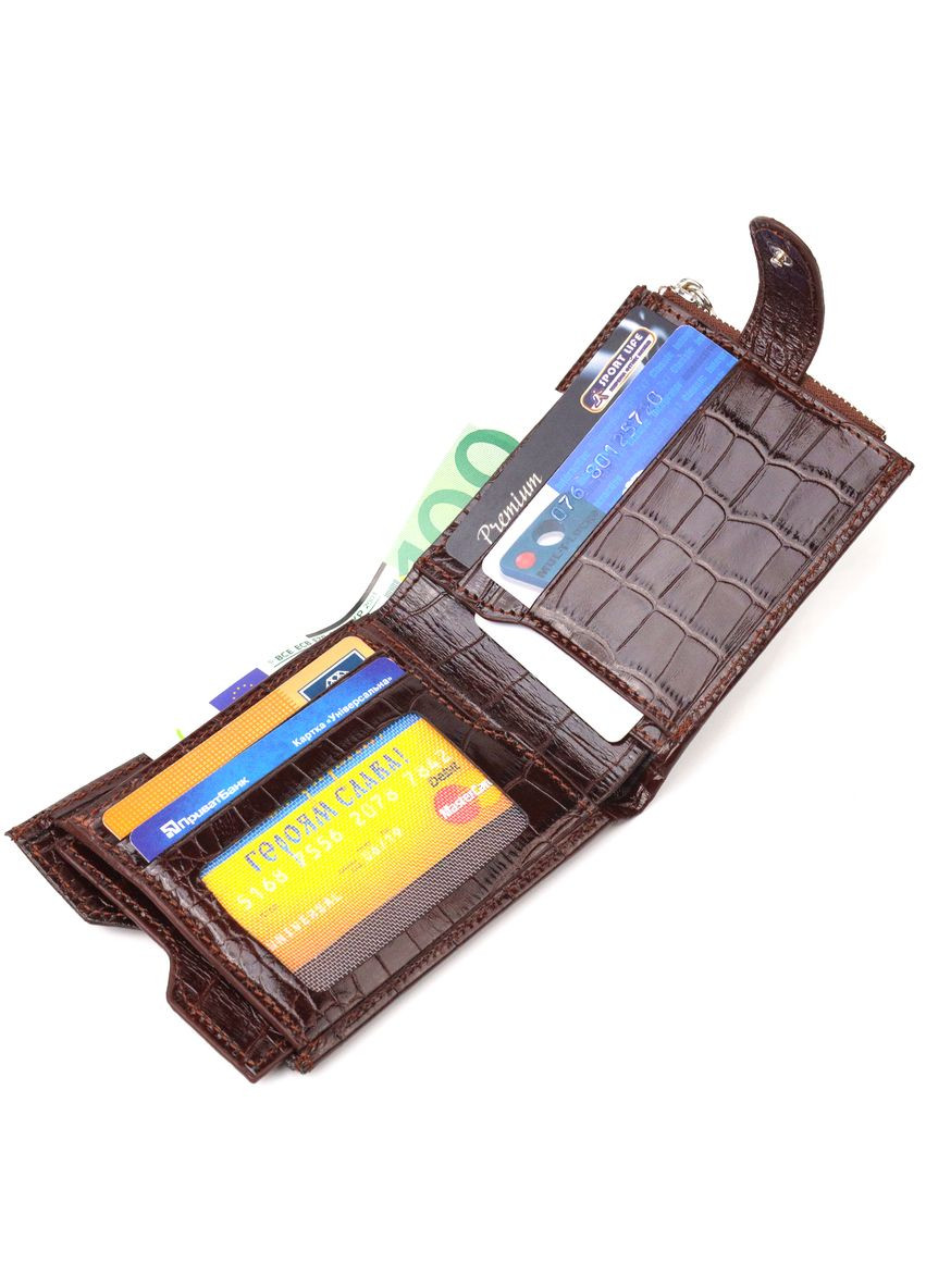 Горизонтальный кошелек мужской Кожаный 21503 Коричневый Canpellini (306881763)