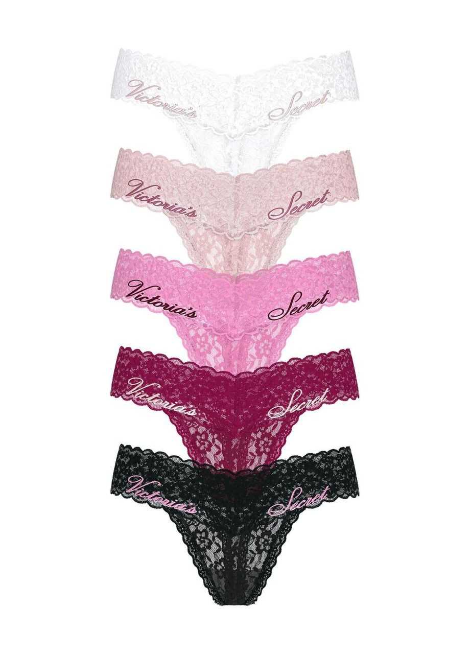 Набор трусиков Victoria’s Secret 5-Pack Lacie Thong Victoria's Secret (368558946)