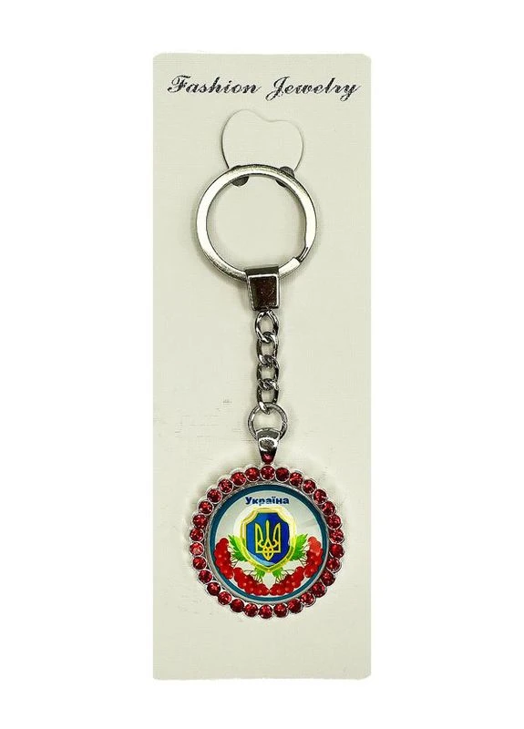 Брелок металевий герб України калина скло/камені (З українською символікою) No Brand (392147802)
