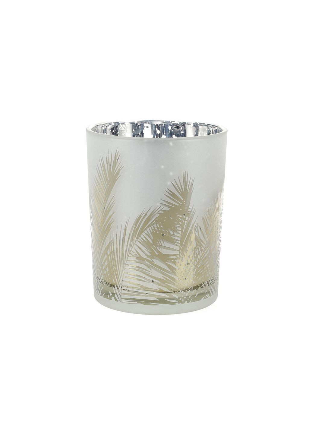 Свічник скляний з малюнком Очерет, колір - матове срібло 12,5 см 549-104 BonaDi (273217871)