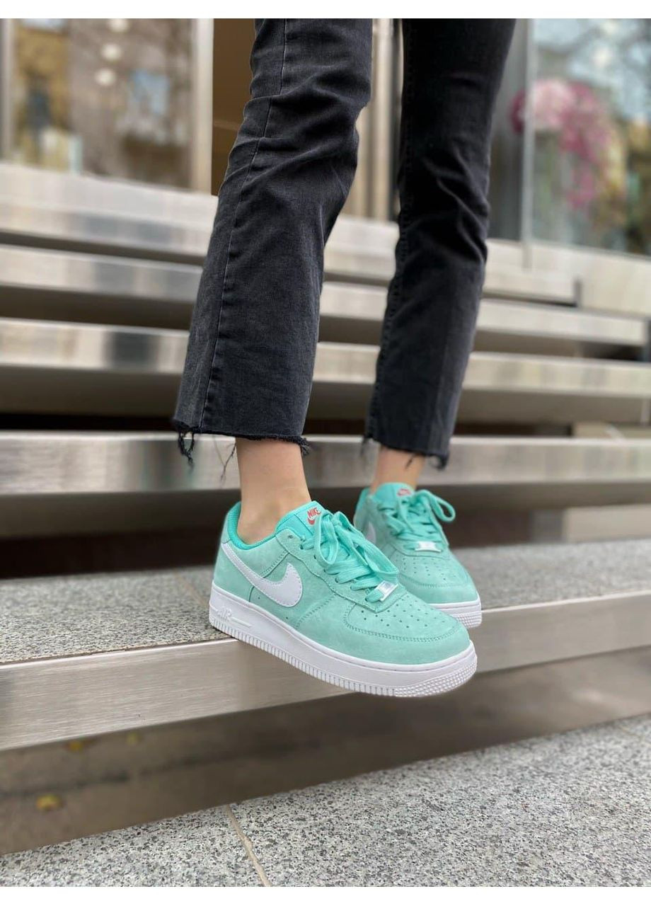 КРОССОВКИ ЖЕНСКИЕ NIKE AIR FORCE 1 GREEN WHITE НАЙК АИР ФОРС 1 ПРЕМИУМ No Brand серые демисезоны (369392258)