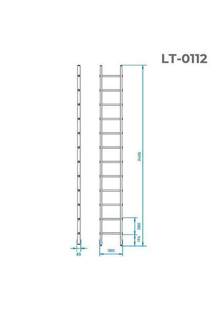 Драбина приставна алюмінієва 3400 мм 12 ступенів антикорозійна для будівельних робіт Intertool (338435658)