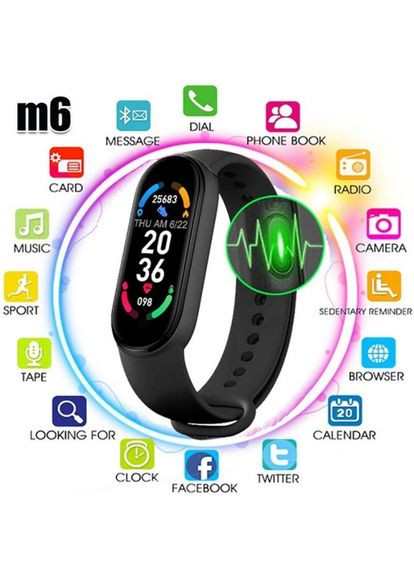 Фітнес браслет Smart Band крокомір вимірювання пульсу та тиску чорний для тренувань та здоров'я ProDobro (365441192)