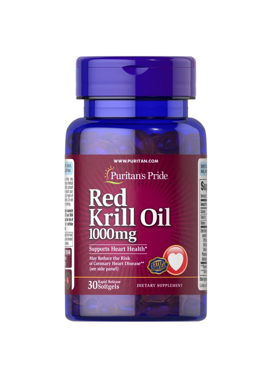 Жирні кислоти Red Krill Oil 1000 mg, 30 капсул Puritans Pride (293481815)