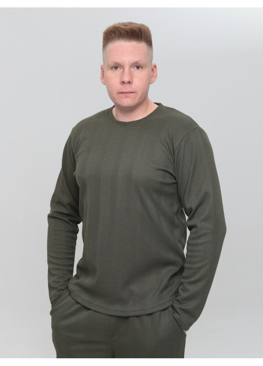 Оливковый (хаки) демисезонный повседневный лонгслив Wise в клетку