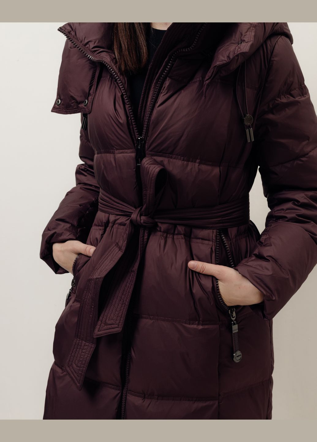 Темно-бордове зимнє Пальто жіноче бургунді Clasna