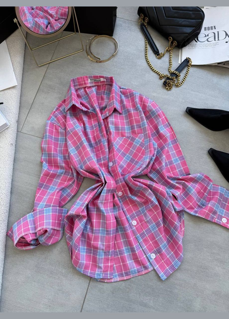 Розовая рубашка в клетку No Brand