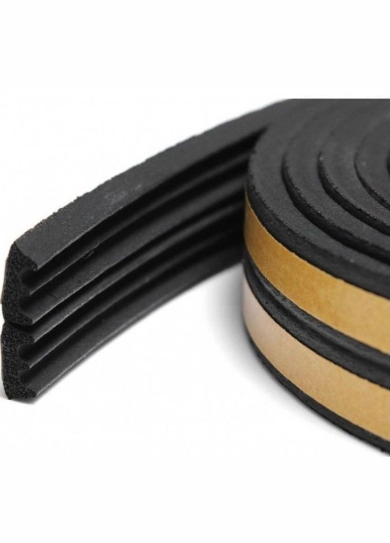 Ущільнювач E-профіль Sanok (4x9 мм, 150 м) самоклеючий чорний бухта (20604) Stomil Sanok (306551448)