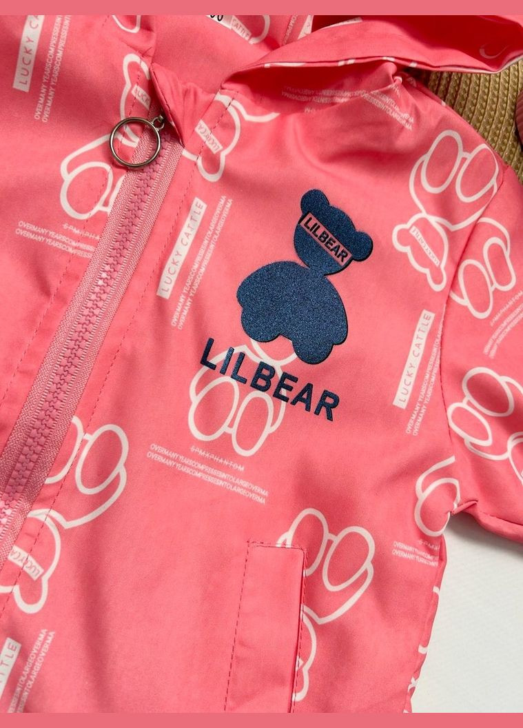 Комбинированная демисезонная ветровка для девочки розовая imbear 10357, размер 130 No Brand