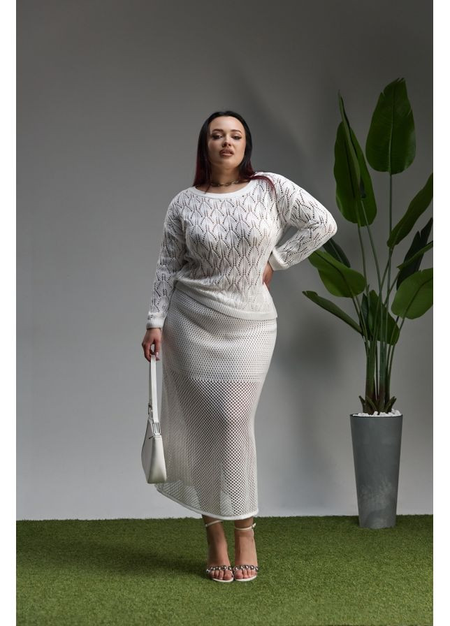 Жіноча ажурна спідниця міді – легка романтична модель для святкових та літніх образів (2515) Triko Bakh (360919789)