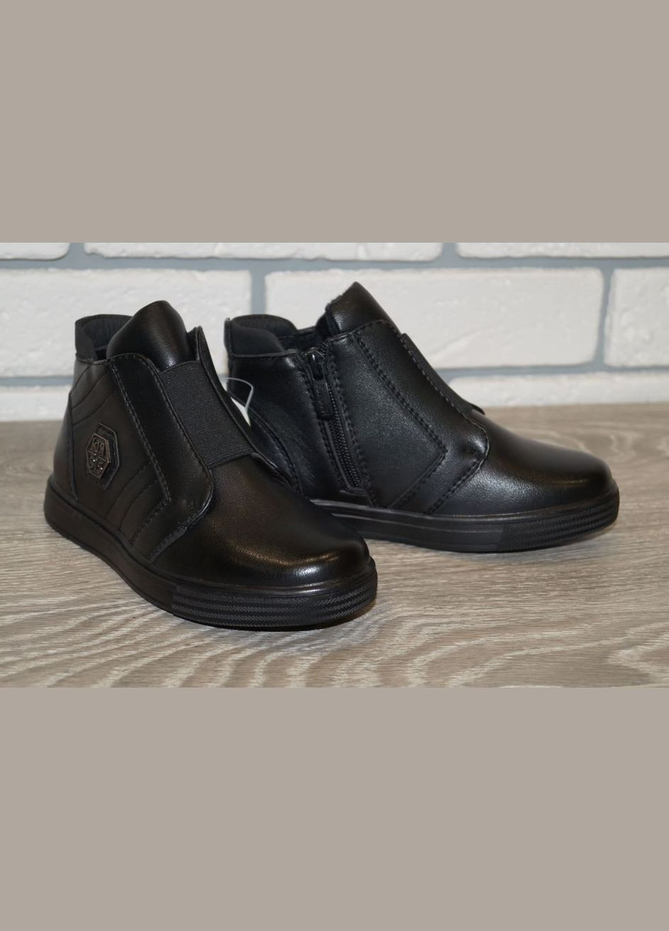 Черные повседневные, кэжуал осенние ботинки демисезонные для мальчиков черные Kimboo