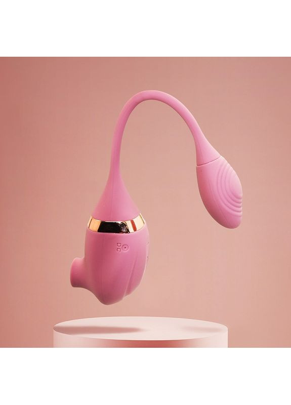 Вакуумний вібратор з відростком для точки G, 7 режимів, темно-рожевий Sweet Em (369608677)