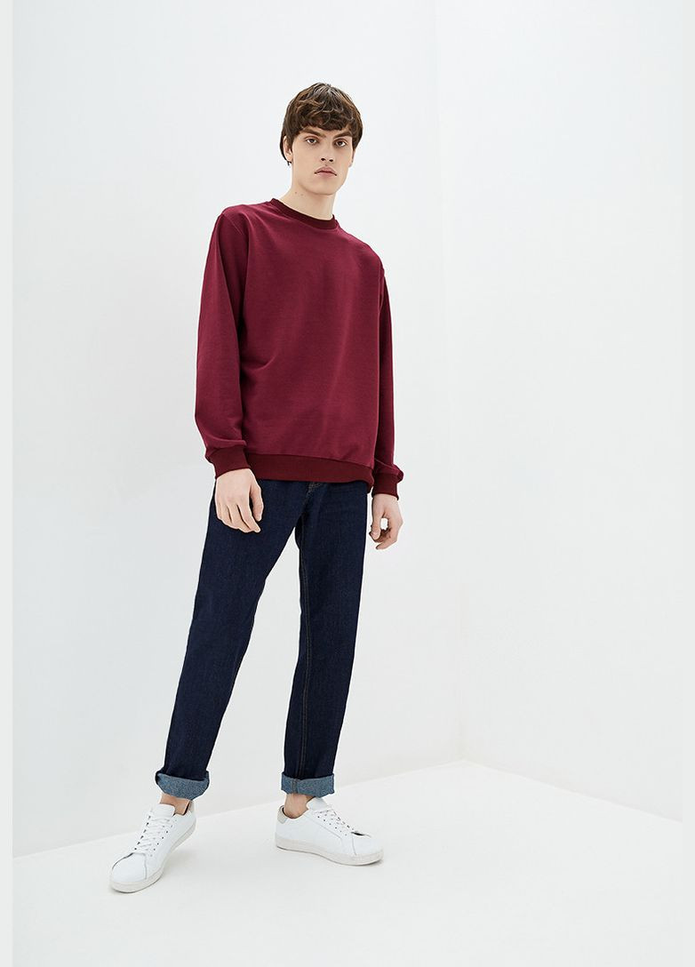 Бордовый мужской легкий свитшот с манжетами для весны и осени (hb232457) HiBrand без декора (346598636)