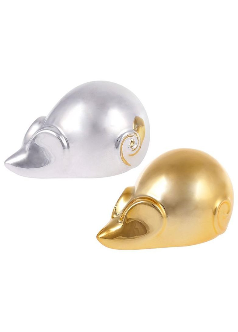 Набор 2 декоративных фигурки Мышата керамика серебристые золотистые для дома интерьерные украшения Bona (368990823)