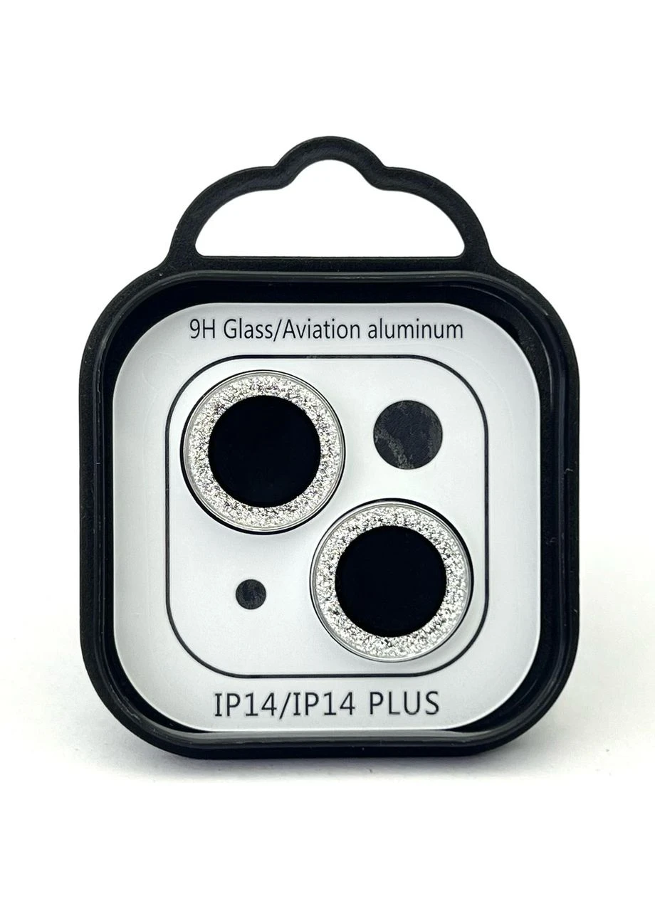 Линзы на камеру 14 / 14 Plus защитные с блестками камушками camera diamond lens Silver / Серебристые No Brand (380797940)