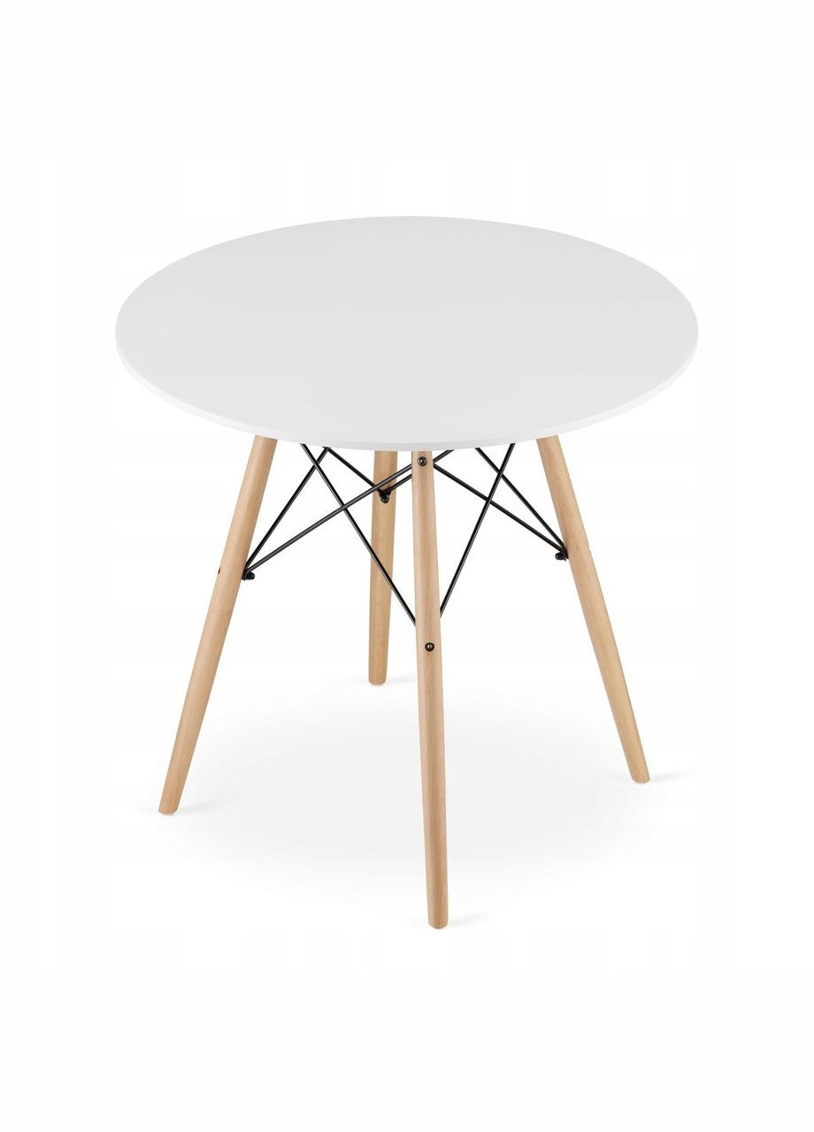 Обідній комплект круглий стіл 80 білий + 4 стільця LAGO black екошкіра Jumi (346529201)