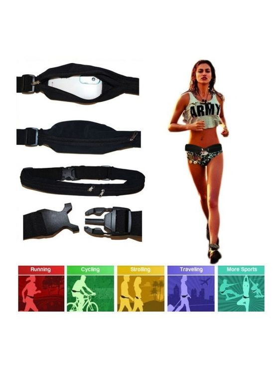 Сумка на пояс для бега с люминесцентной вставкой унисекс для спорта и отдыха флуоресцентная 2 кармана на молнии ProDobro (365440563)