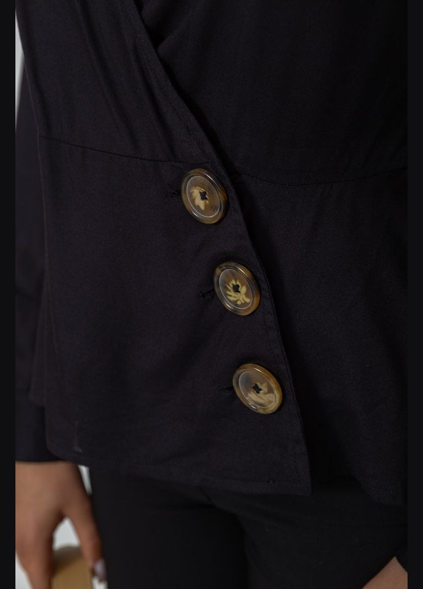 Чорна блуза на запах, колір чорний, 244r063 Ager