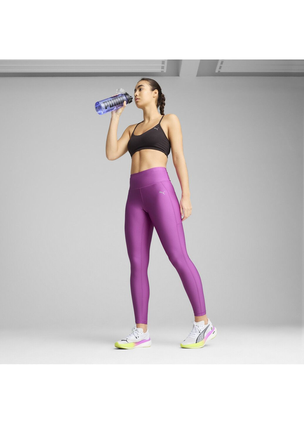Пурпурные демисезонные леггинсы velocity running tights women Puma