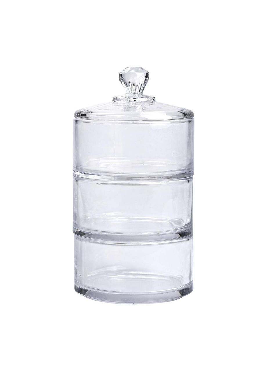 Конфетница трехъярусная стеклянная Ø 10 см с крышкой Прозрачный Yiwu (360456790)