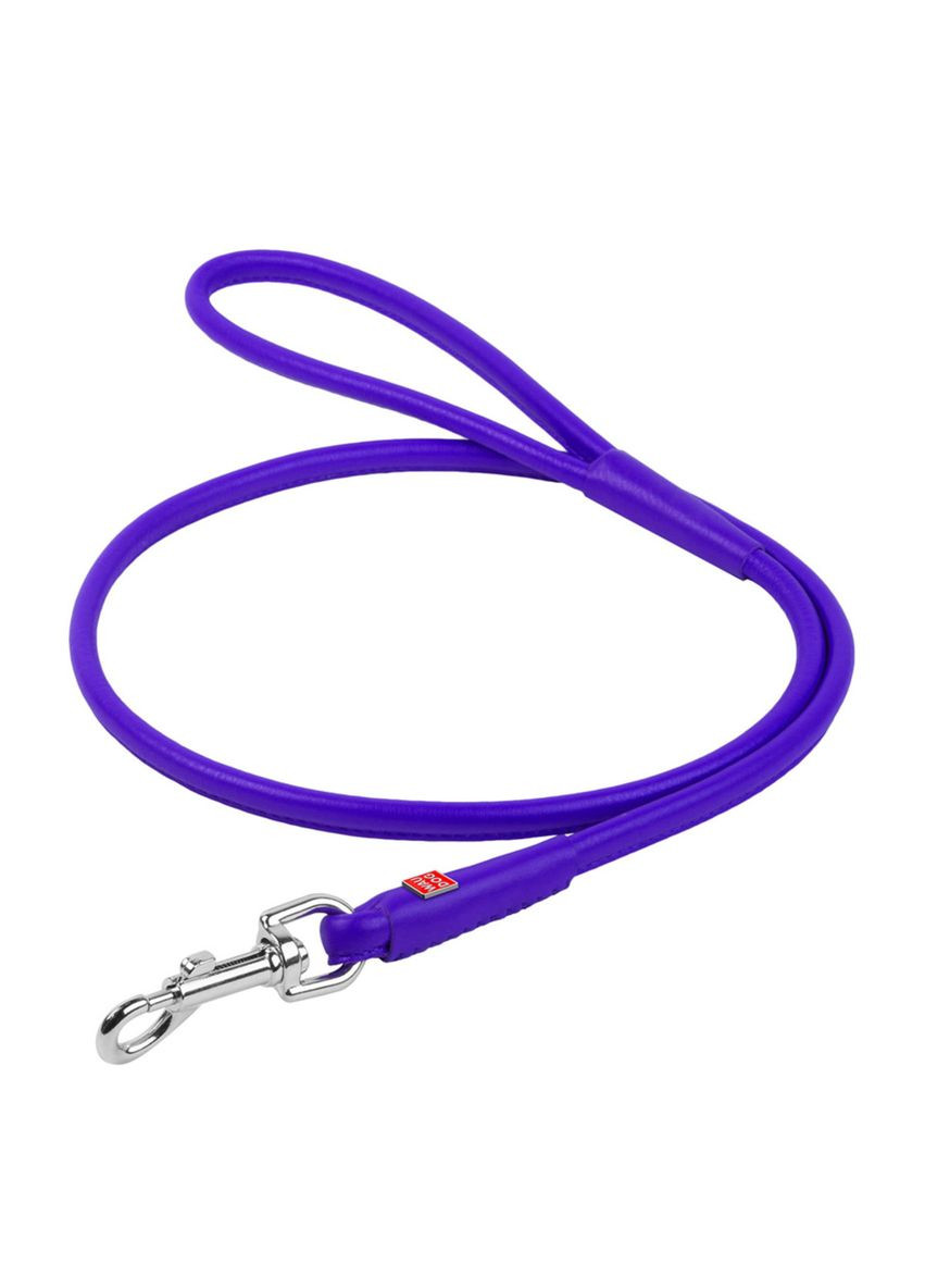 Поводок для собак кожаный Glamour, круглый, Д 8 мм, Дл 122 см фиолетовый WAUDOG (322237322)