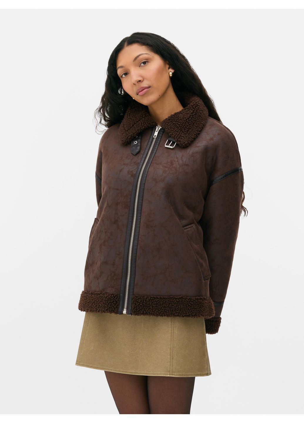 Дубленка,коричневый, Primark (368151355)